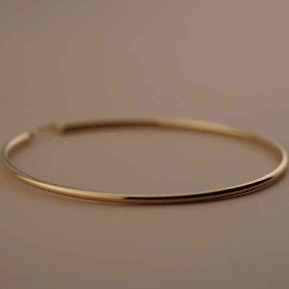 14k Real Gold Big Hoop Earrings | 2 mm thickness | 65 mm Diameter | Fine Jewelry - Picture 2 of 6